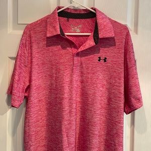 Under armour large polo. Pink heathered look. Stretchy